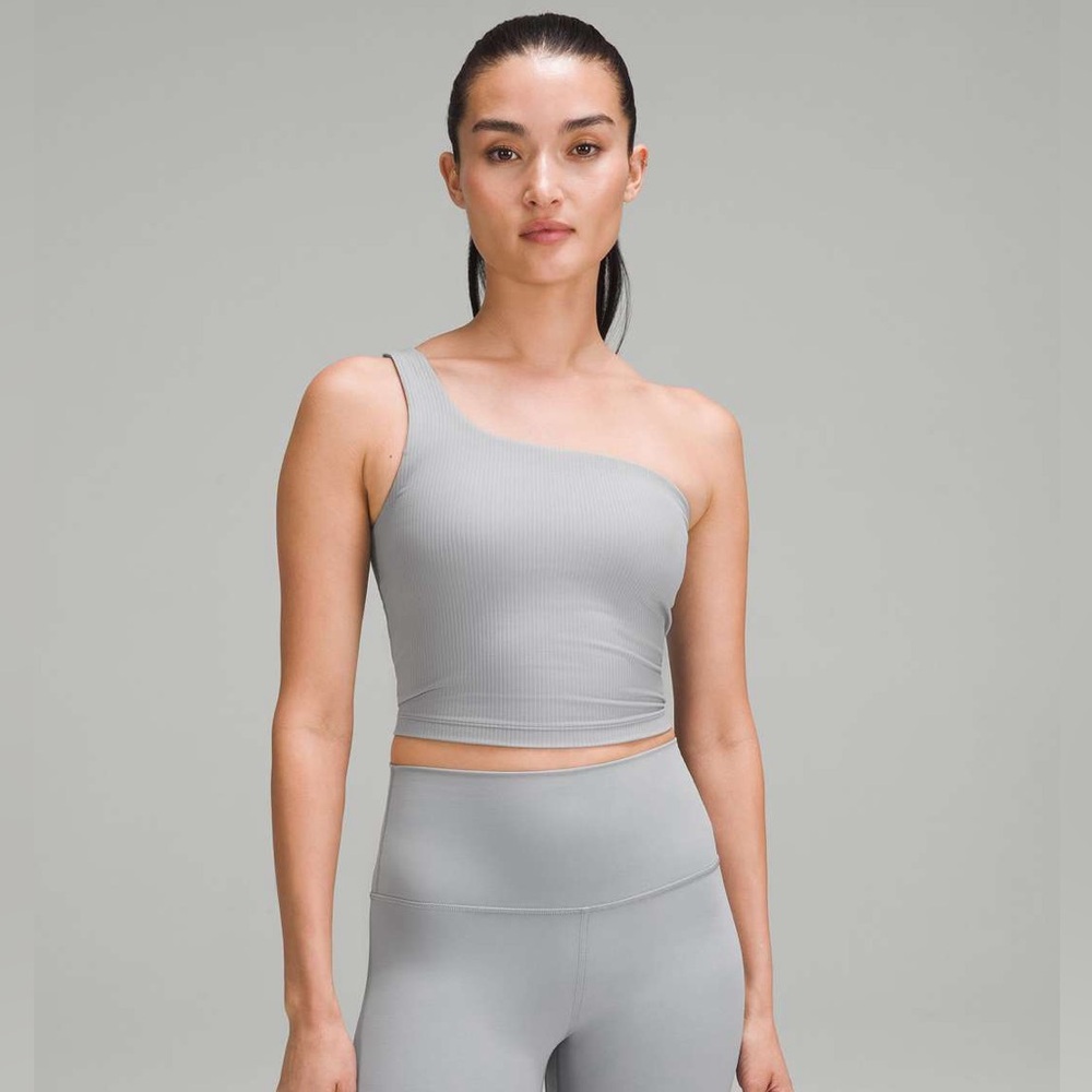 Lululemon Ribbed Nulu Asymmetrical Yoga Tank Top in Rhino Grey Size 10